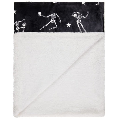 Halloween Nights Skeleton Sherpa Throw 120x150cm, perfect for snuggling