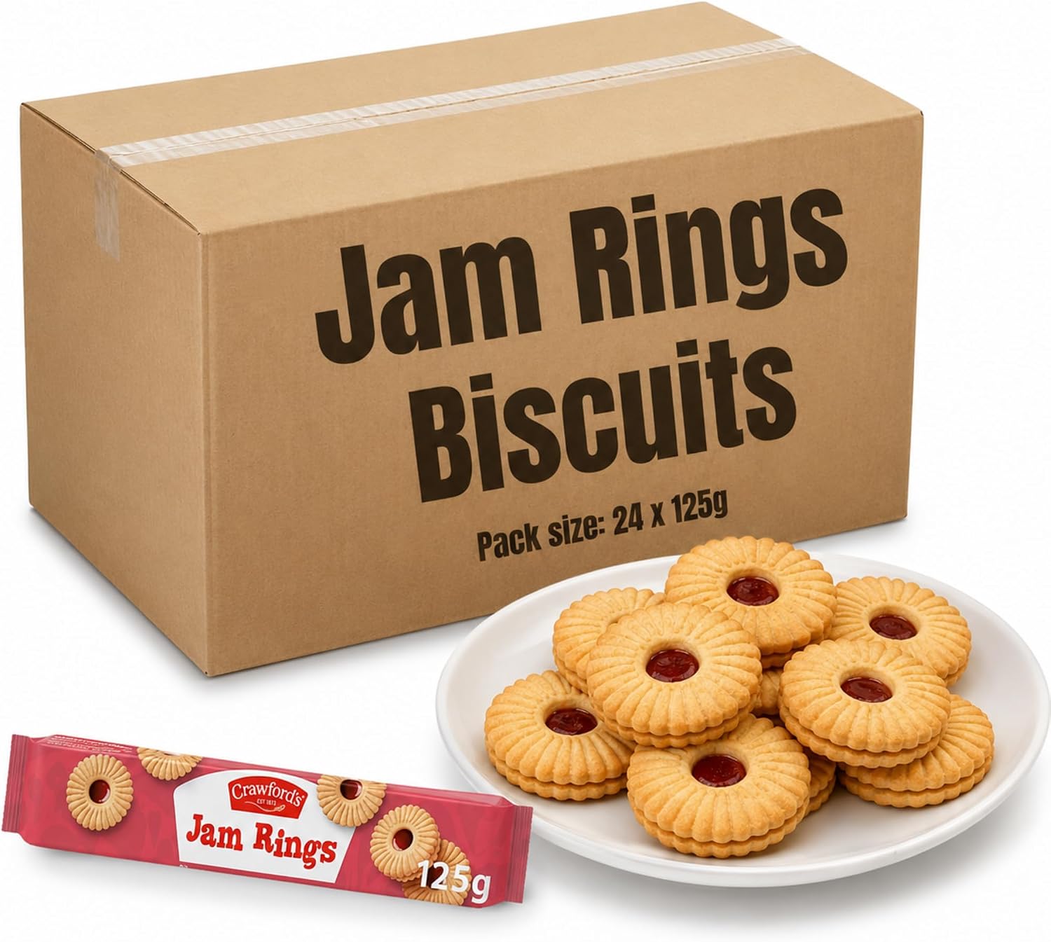 Crawford's Jam Rings Biscuits 12 x 125g