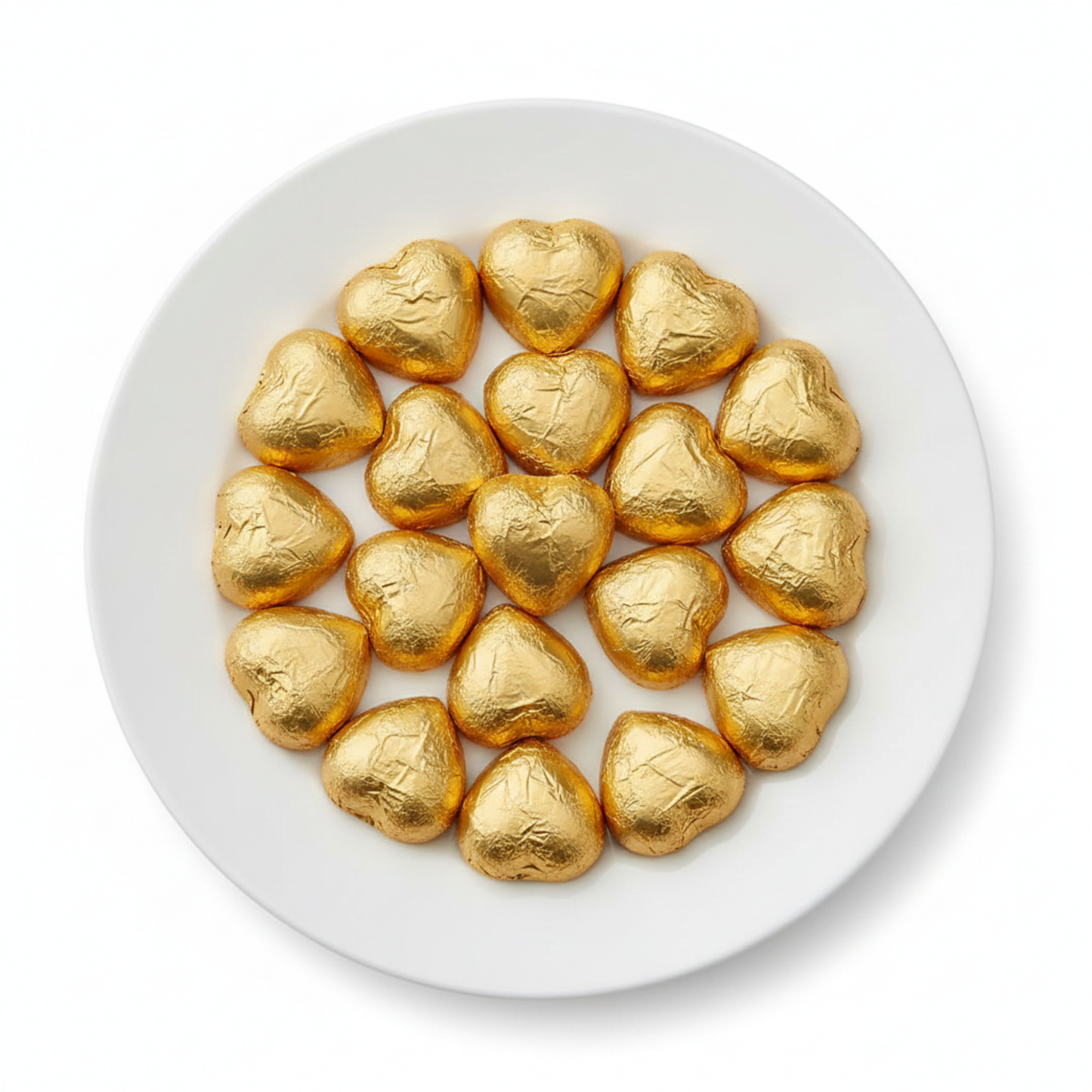 Approximately 160 individually wrapped chocolate hearts per kilo