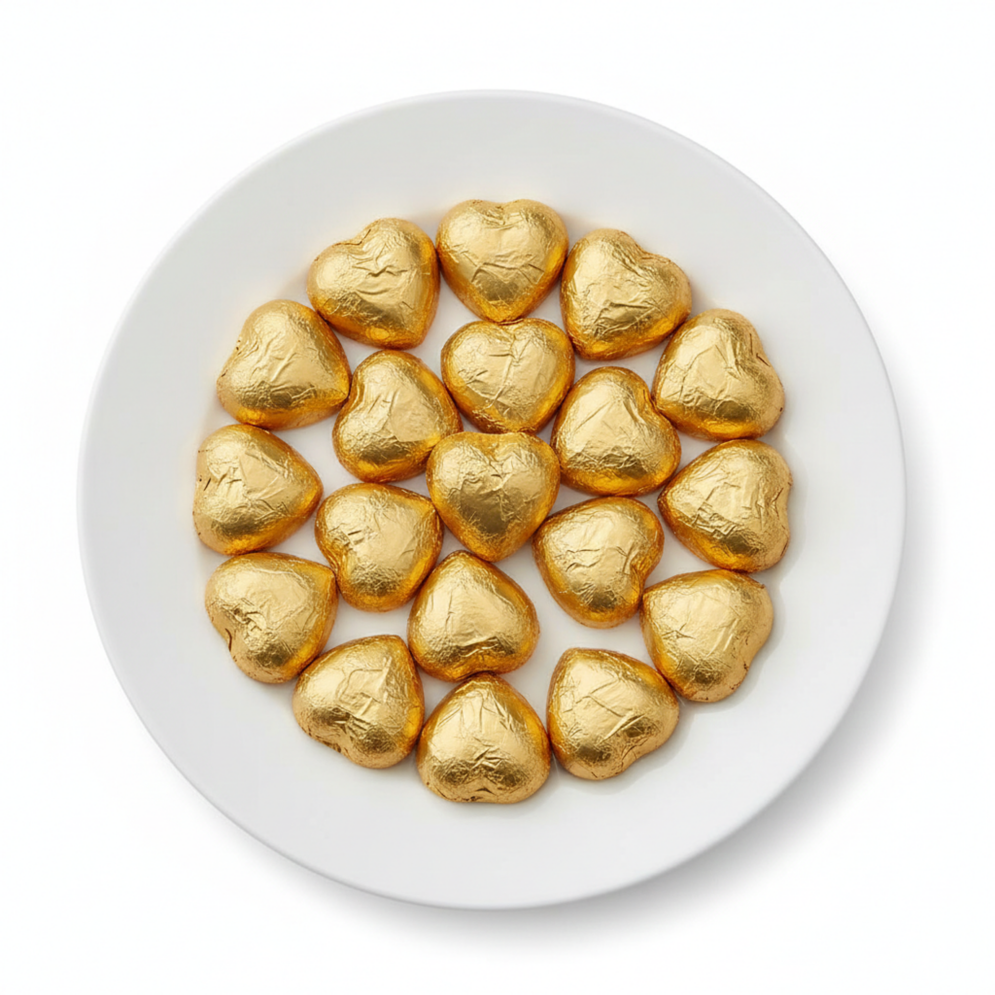 Approximately 160 individually wrapped chocolate hearts per kilo