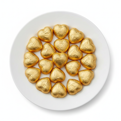 Approximately 160 individually wrapped chocolate hearts per kilo