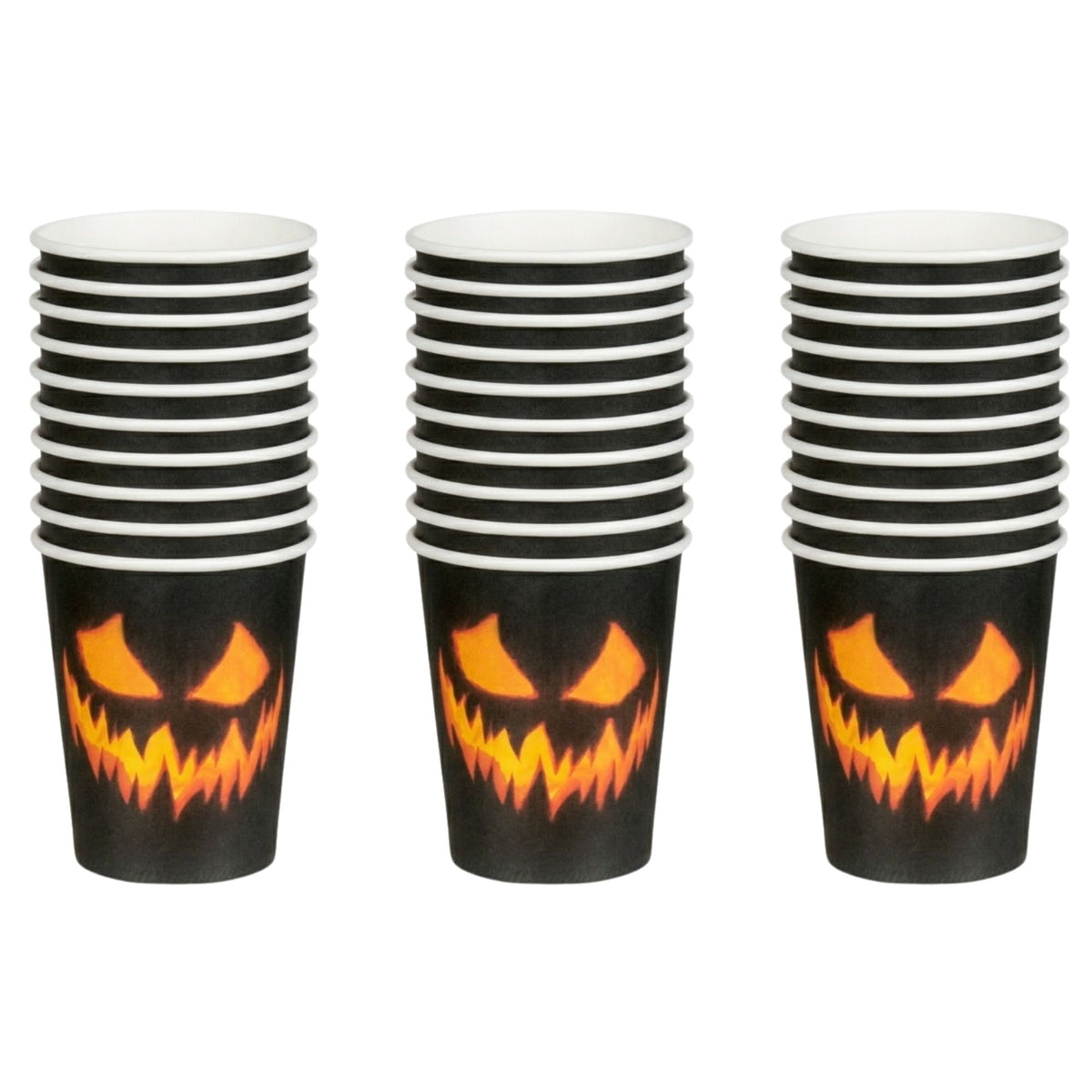 Creepy Pumpkin Halloween Paper Cups 3 Pack 30 Count