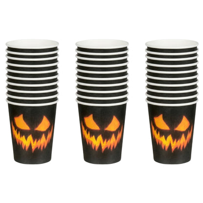 Creepy Pumpkin Halloween Paper Cups 3 Pack 30 Count