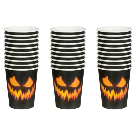 Creepy Pumpkin Halloween Paper Cups 3 Pack 30 Count
