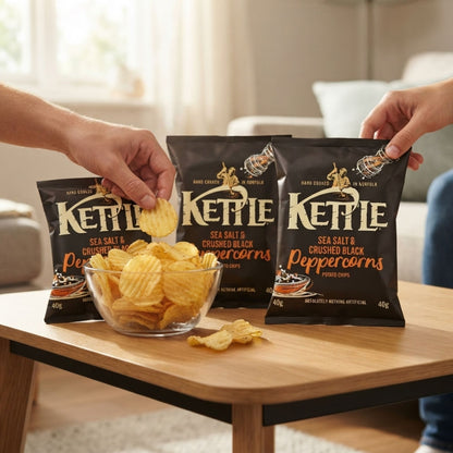 Potato crisps with crushed black peppercorn flavour