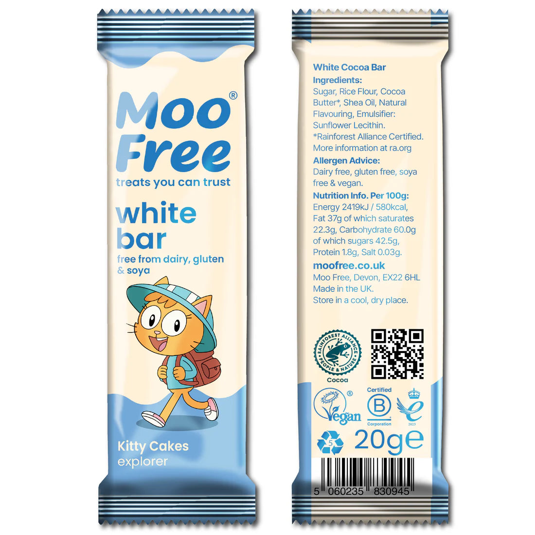 Dairy free white chocolate snack bars for vegans