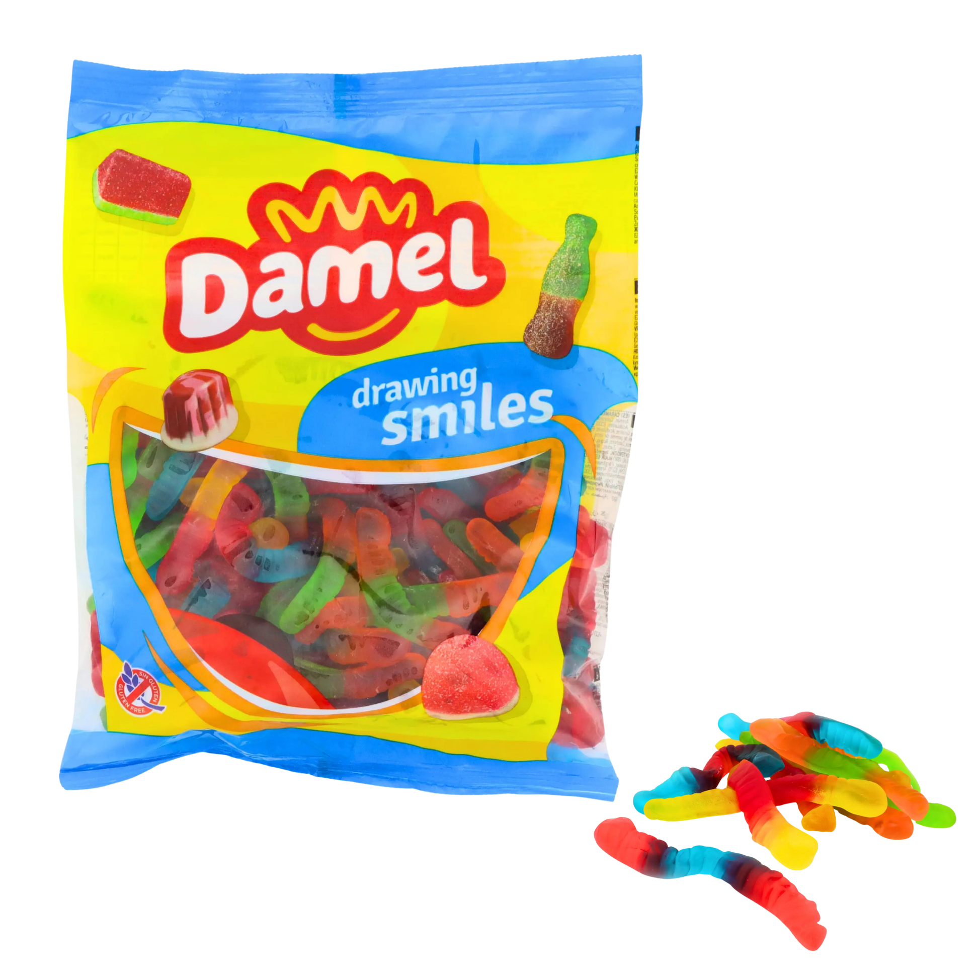 Damel Shiny Worms fruit flavoured jelly sweets 1kg bag
