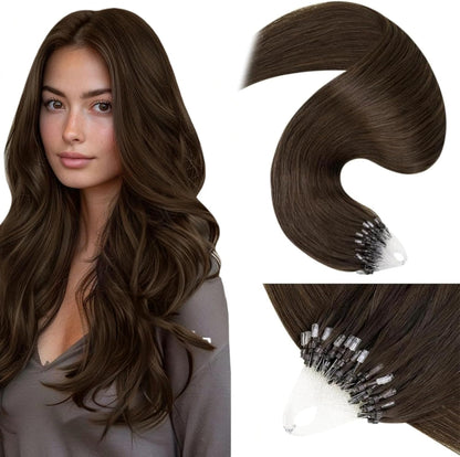 18 inch micro ring hair extensions in dark brown
