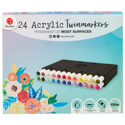 Deco Time Acrylic Twin Markers 24 Pack