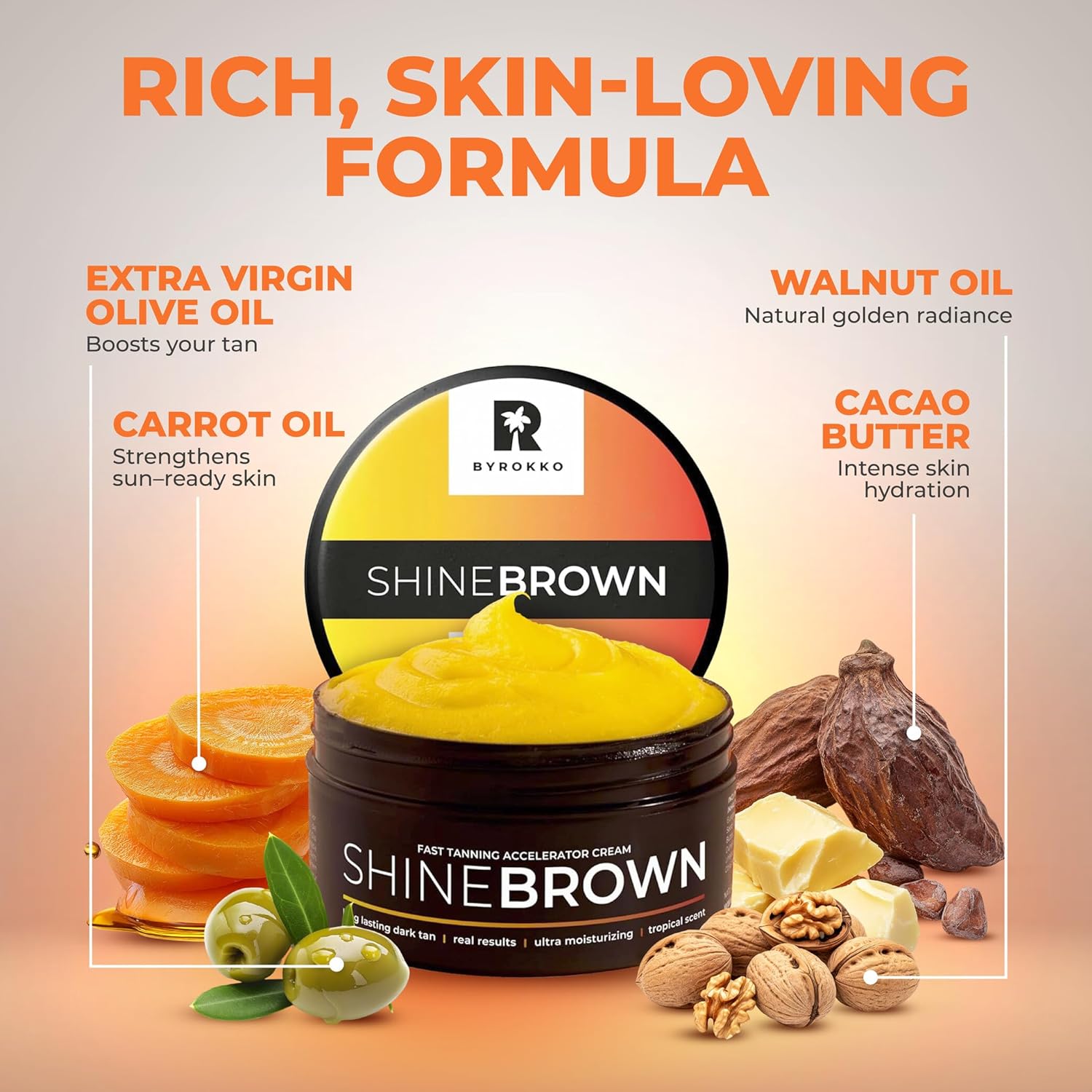 Water resistant tanning cream for outdoor use