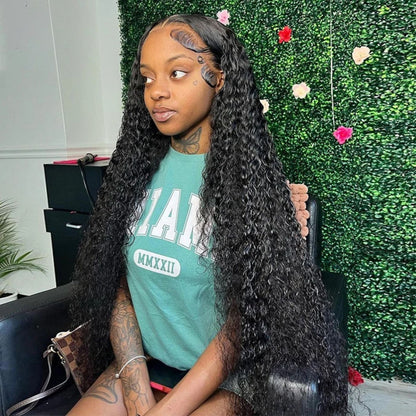 Deep wave human hair wig with HD lace front