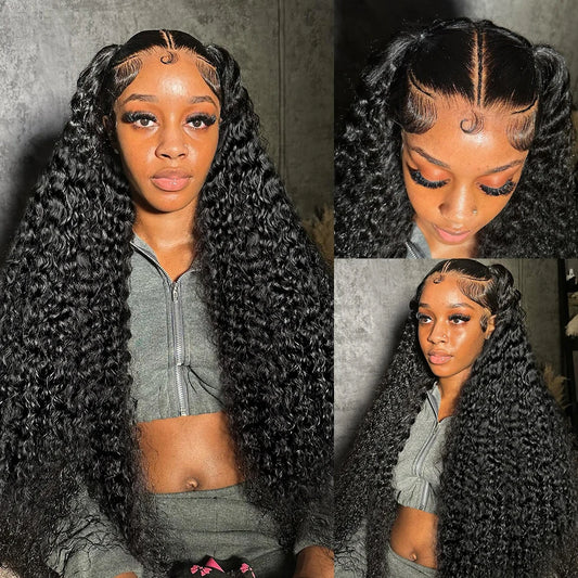 Deep wave human hair wig with HD lace front