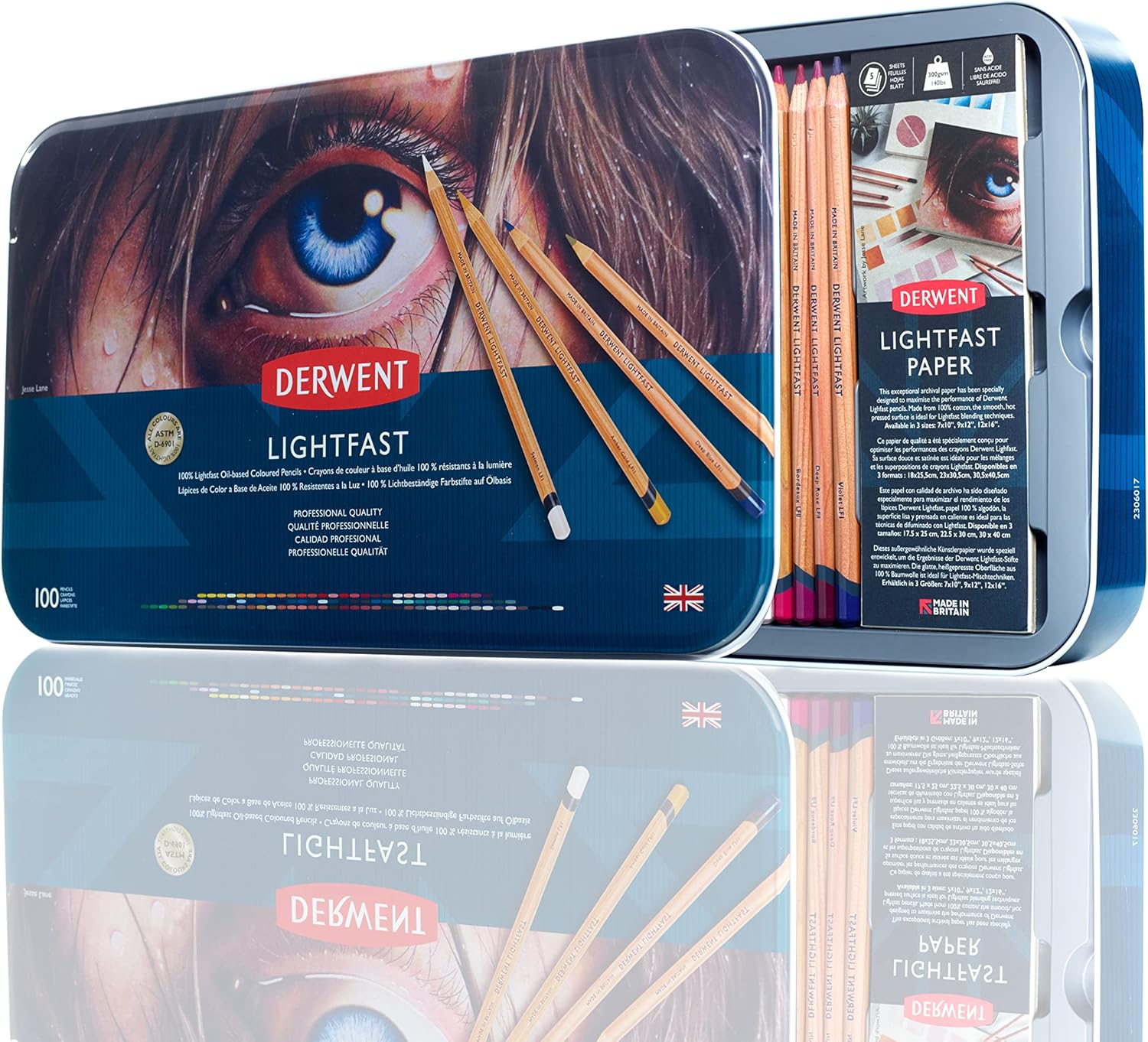 Derwent Lightfast pencil set of 100 in black storage tin