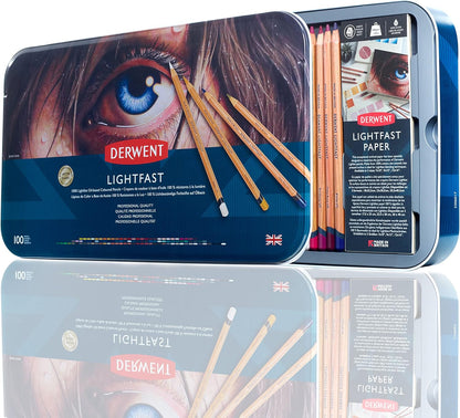 Derwent Lightfast pencil set of 100 in black storage tin