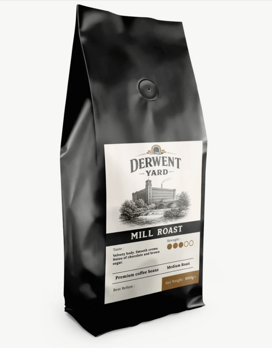 Derwent Yard Mill Roast Coffee Beans 1KG bag for home or office
