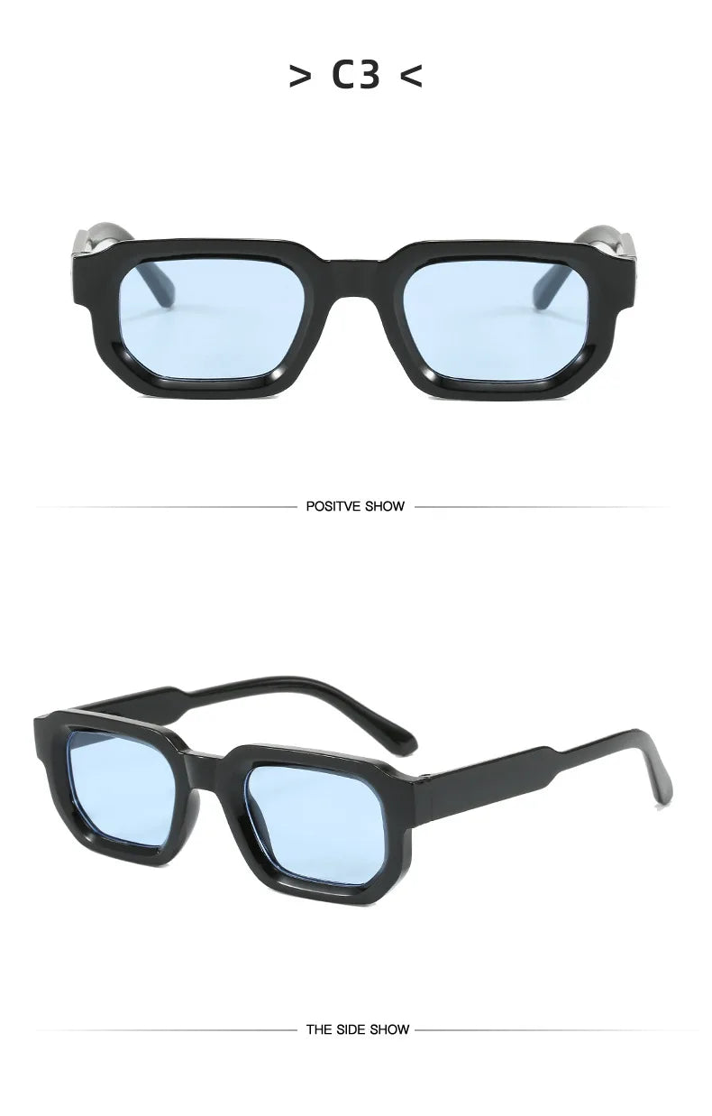 Rectangle sunglasses hinge detail alloy frame durable build