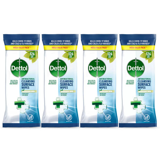Dettol Biodegradable Antibacterial Wipes, 126 wipes per pack for eco-friendly cleaning
