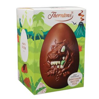 Hollow milk chocolate egg with dinosaur design