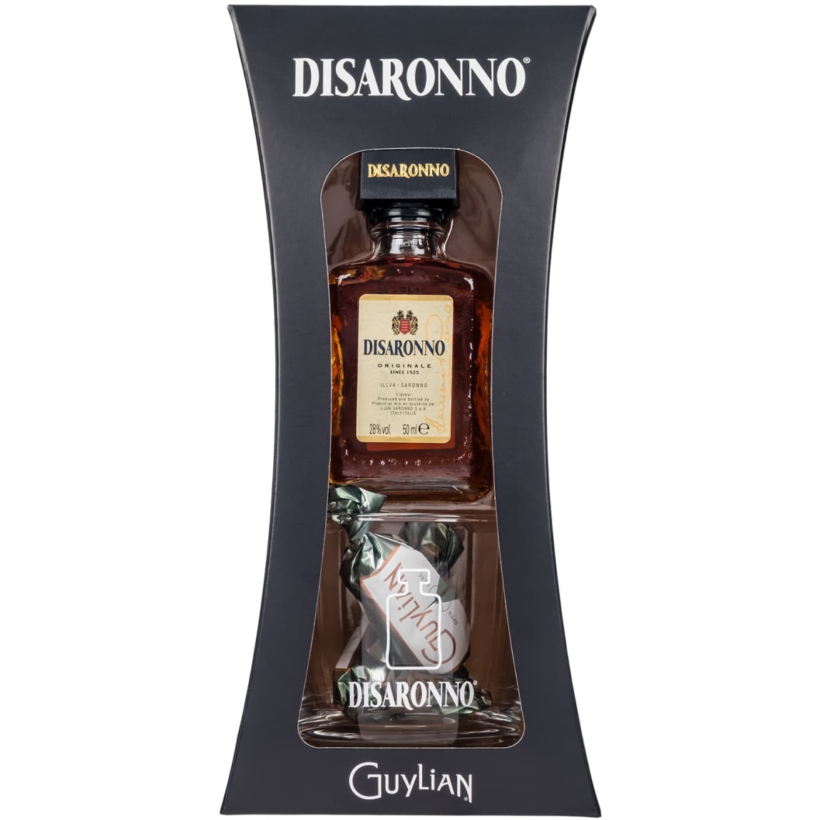 Disaronno 50ml gift set with branded tumbler glass