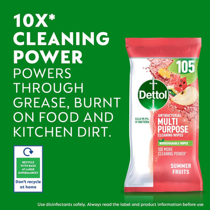 Dettol disinfectant wipes summer fruits fragrance – 105 count