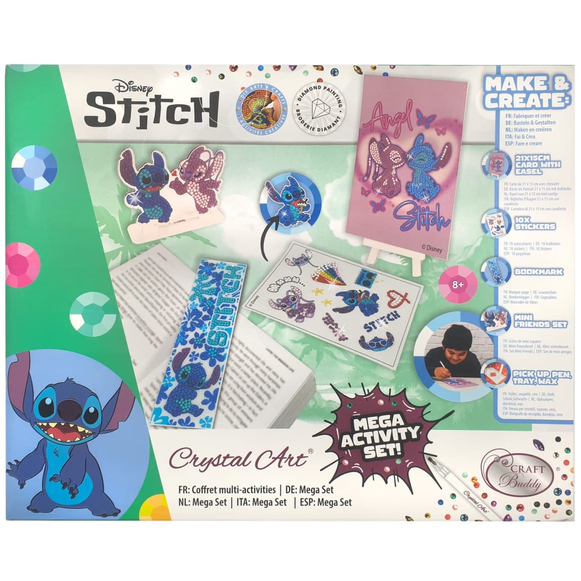 Disney Stitch Crystal Art Activity Set with sparkling gems