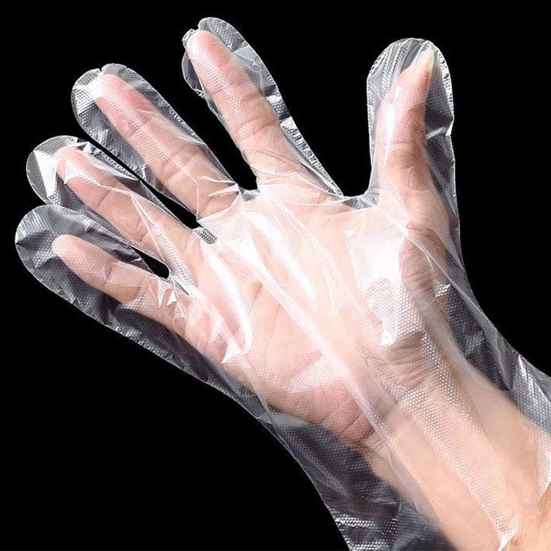 Transparent disposable gloves for BBQ preparation