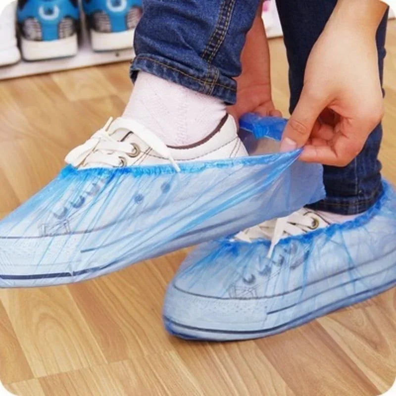 Lightweight disposable footwear covers in blue