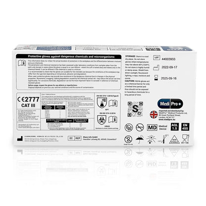 Disposable blue nitrile medical gloves