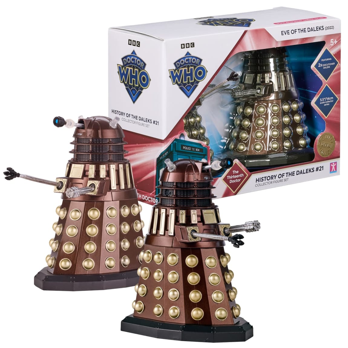 Limited edition Eve of the Daleks 2022 collector figure set with gold seal