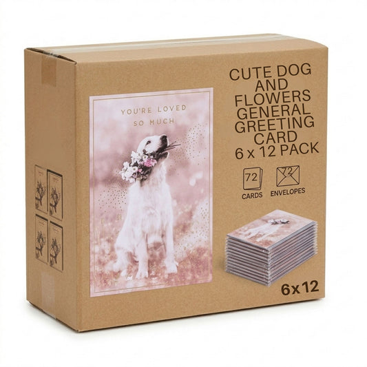 Dog With Flowers blank greeting cards bulk set