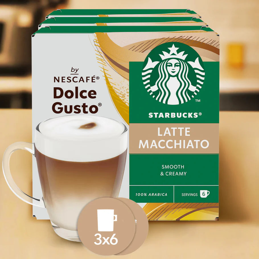 Prepared cup showing frothy Starbucks Latte Macchiato