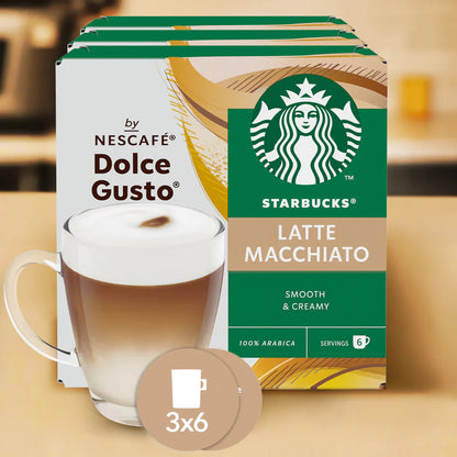 Prepared cup showing frothy Starbucks Latte Macchiato