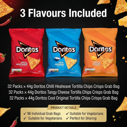 Mixed Doritos Chilli Heatwave Tangy Cheese and Cool Original bags