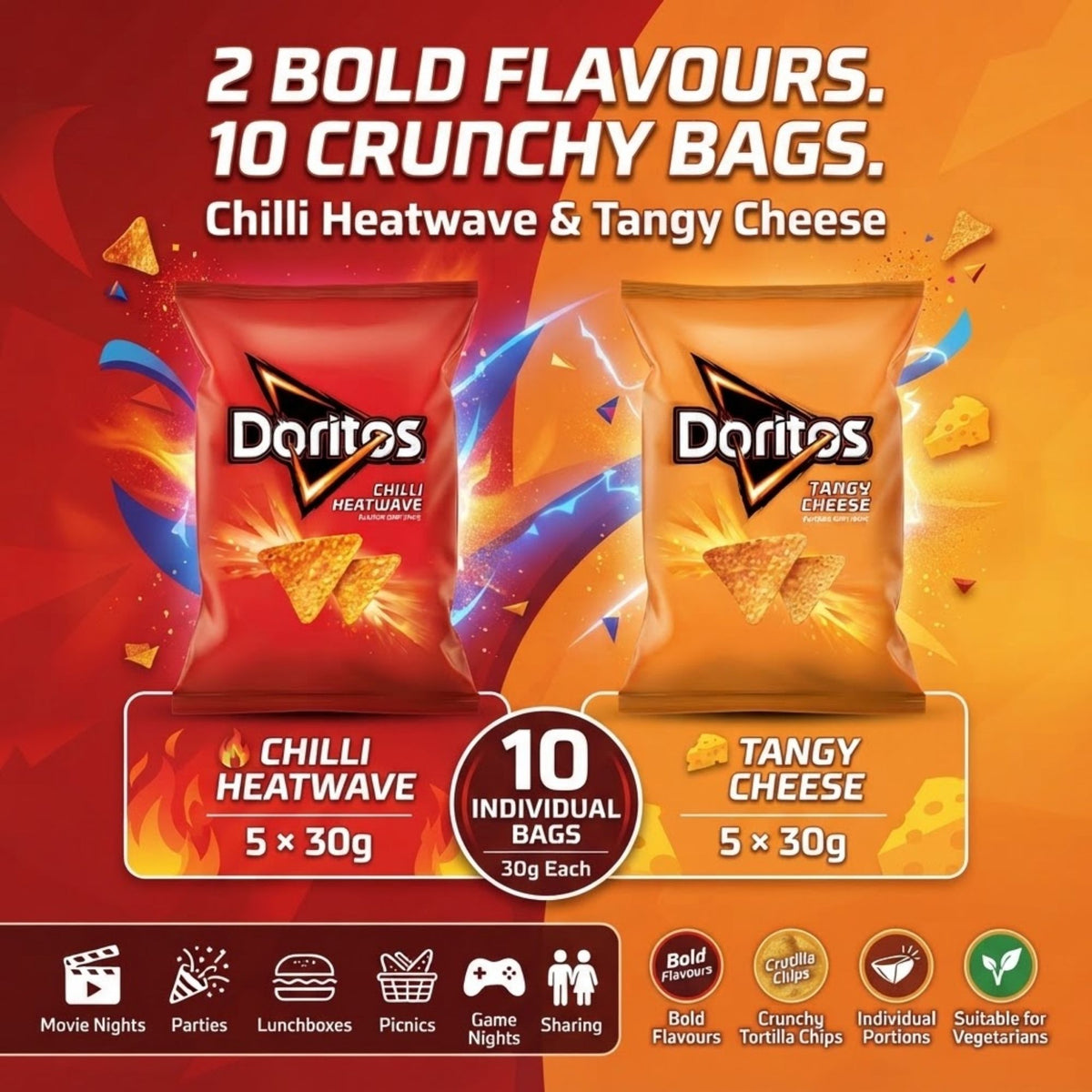 Doritos Chilli Heatwave and Tangy Cheese 10 Pack