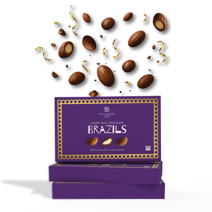 Double-coated whole Brazil nuts in smooth milk chocolate