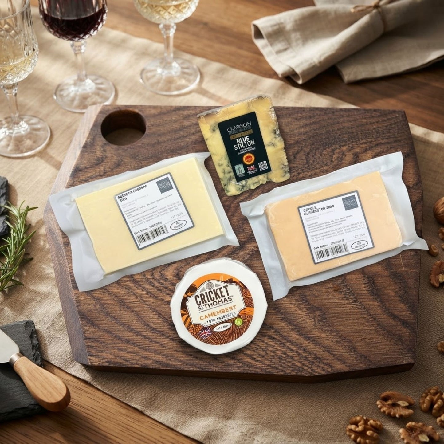 Double Gloucester and cheddar cheese selection