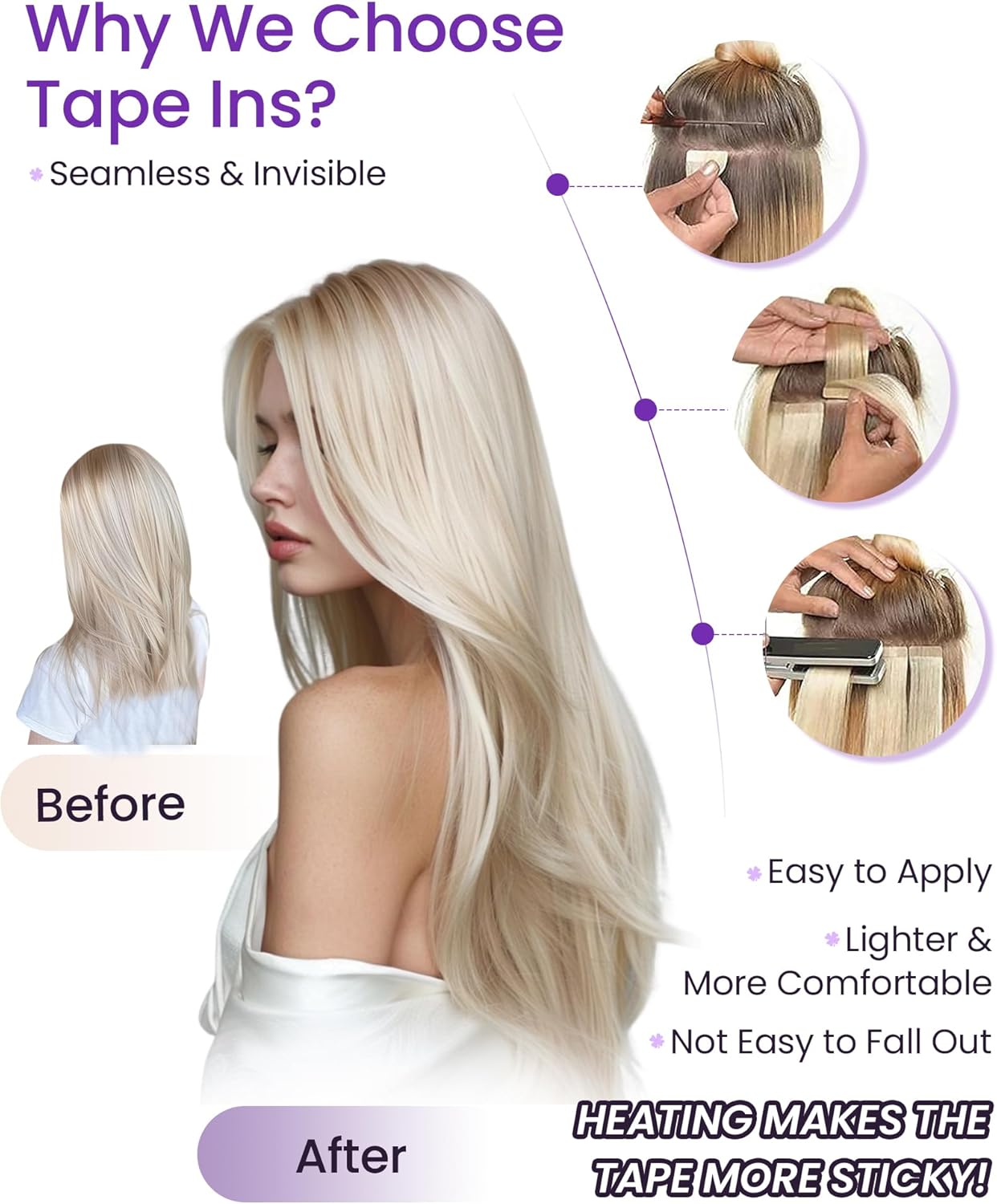 Real human hair tape extensions darkest brown colour