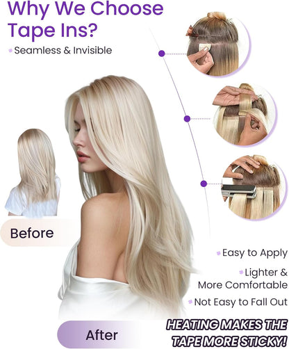 Real human hair tape extensions darkest brown colour