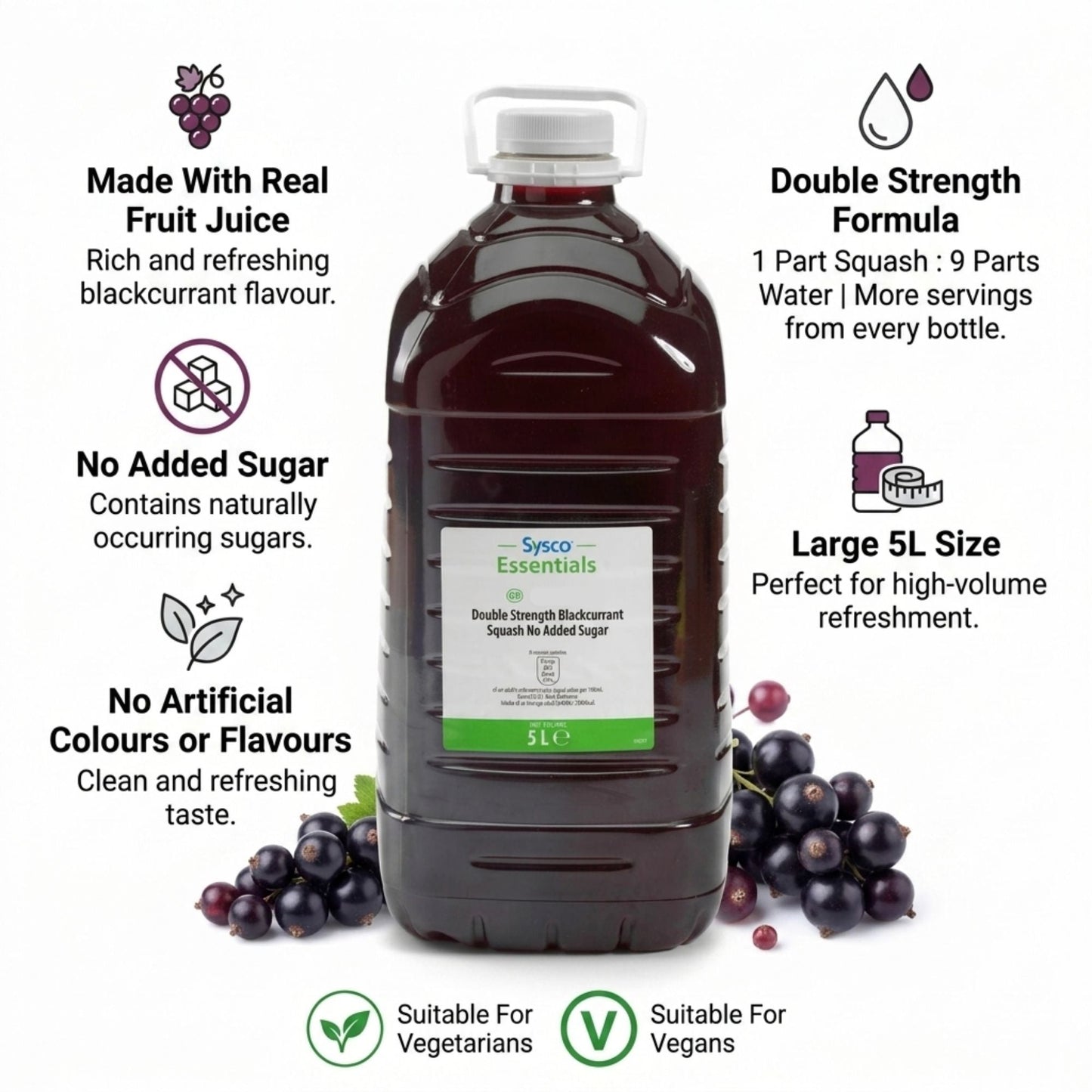 No added sugar blackcurrant squash with sweeteners