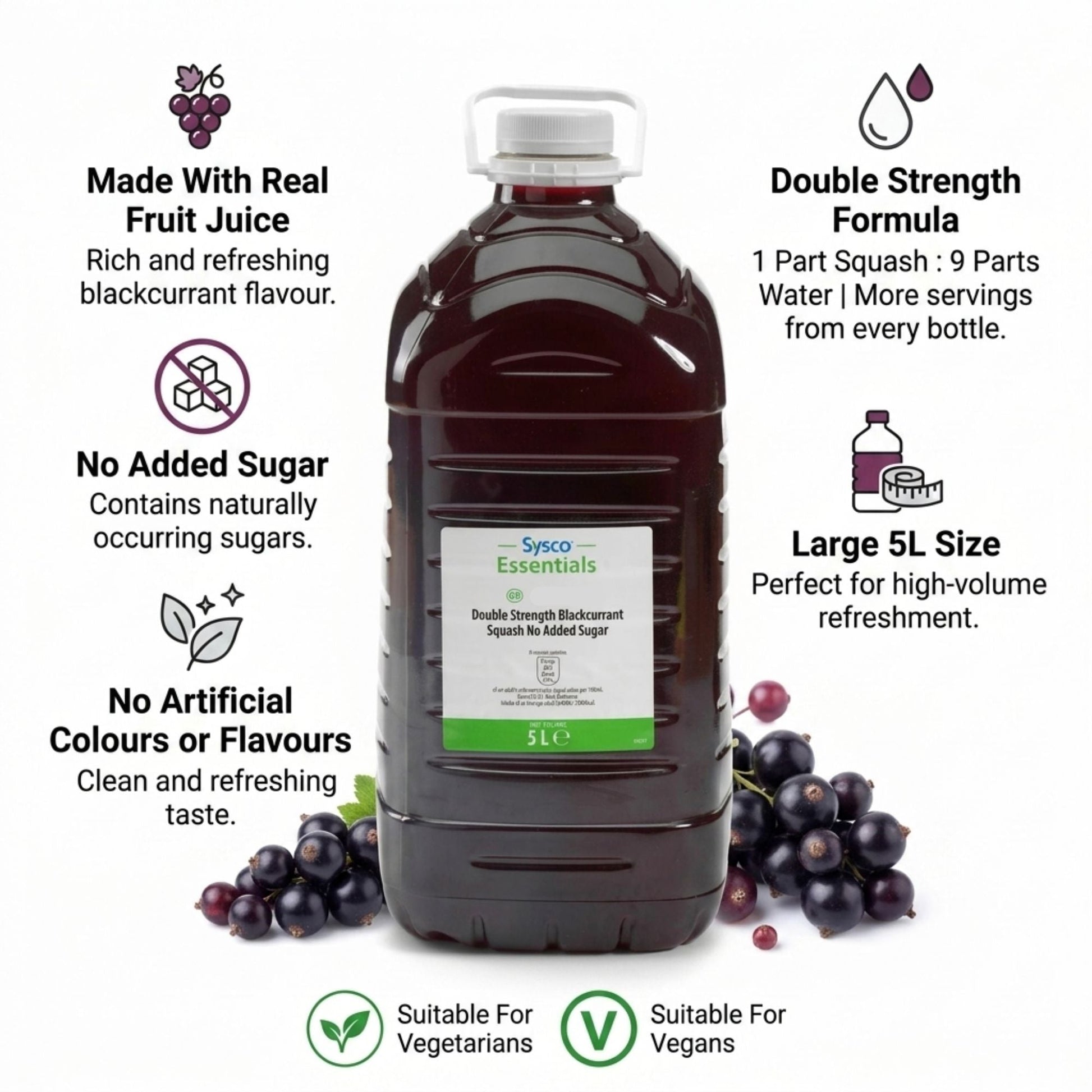 No added sugar blackcurrant squash with sweeteners