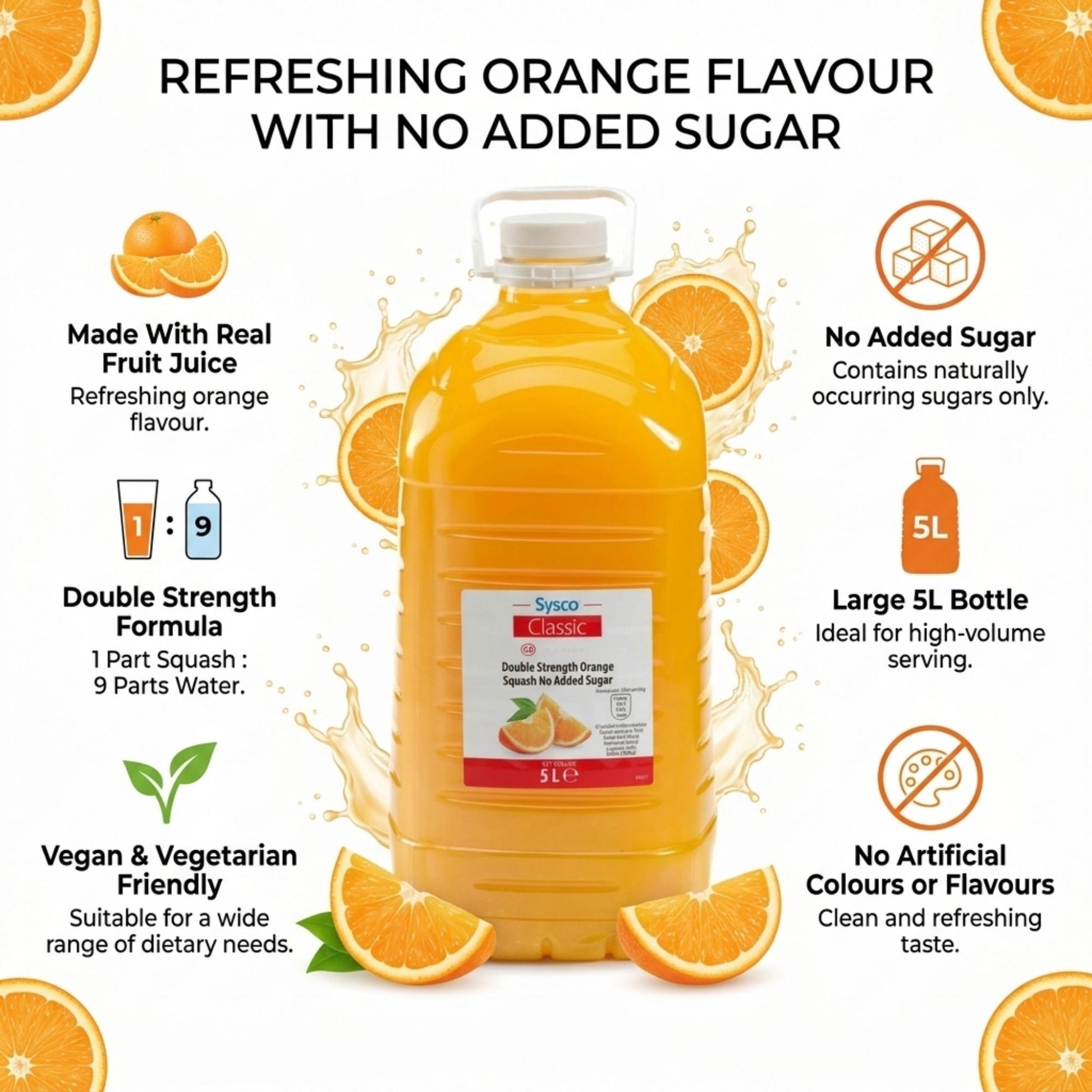 No added sugar orange squash with sweeteners