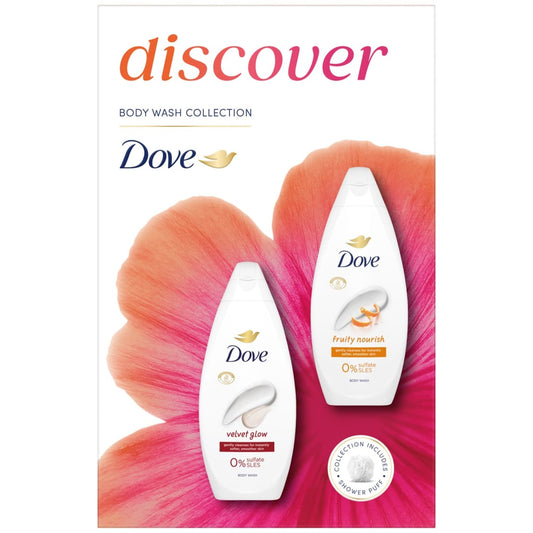 Dove Discover Bodywash Collection Gift Set 3pc with shower puff