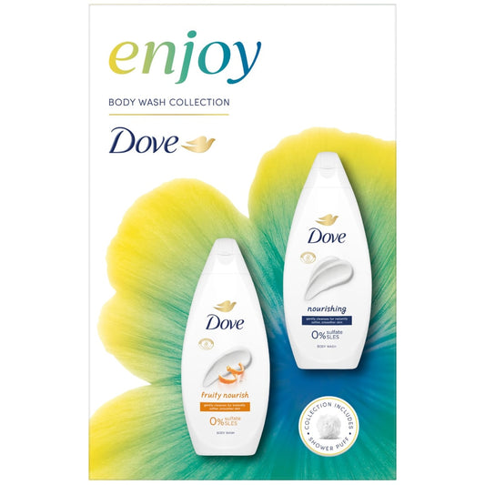 Dove Enjoy Bodywash Collection Gift Set 3pc with shower puff