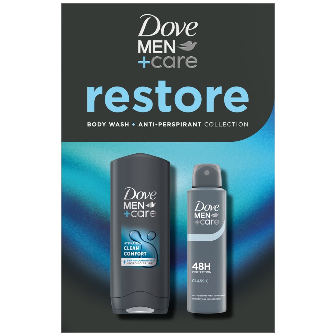 Dove Men+Care Restore Gift Set with body wash and anti-perspirant duo
