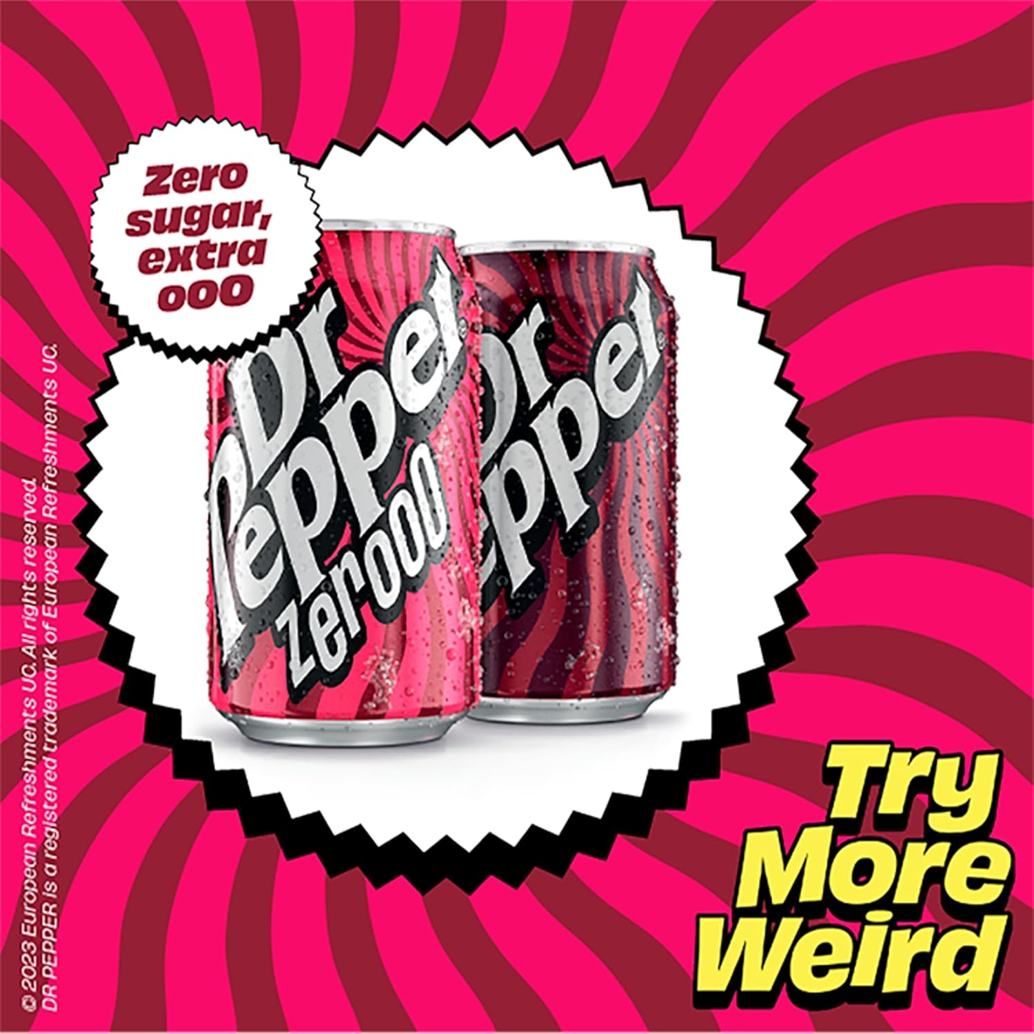 Dr Pepper fizzy drink 330ml cans in a 24 pack ideal for parties and events
