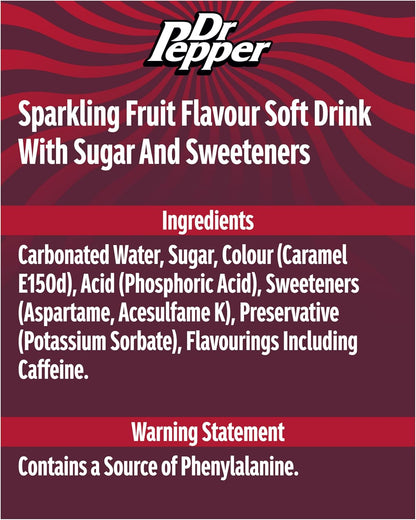 Dr Pepper multipack 24x330ml refreshing soft drink with unique flavour