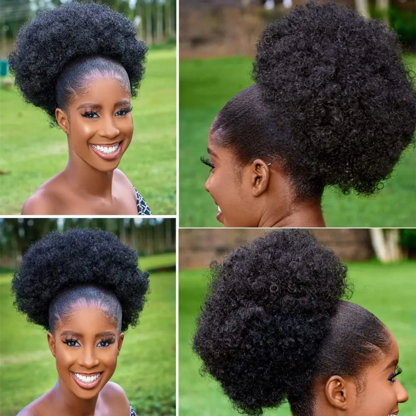 Voluminous curly chignon ponytail hairpiece