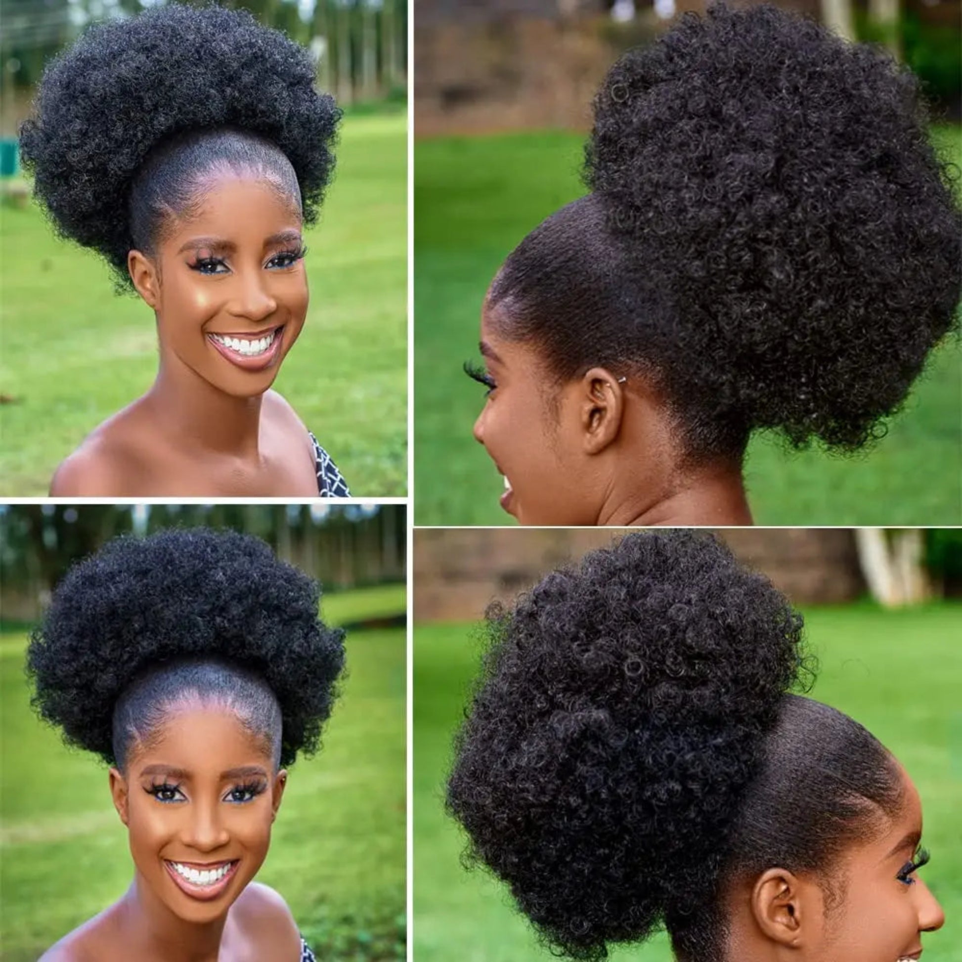 Voluminous curly chignon ponytail hairpiece