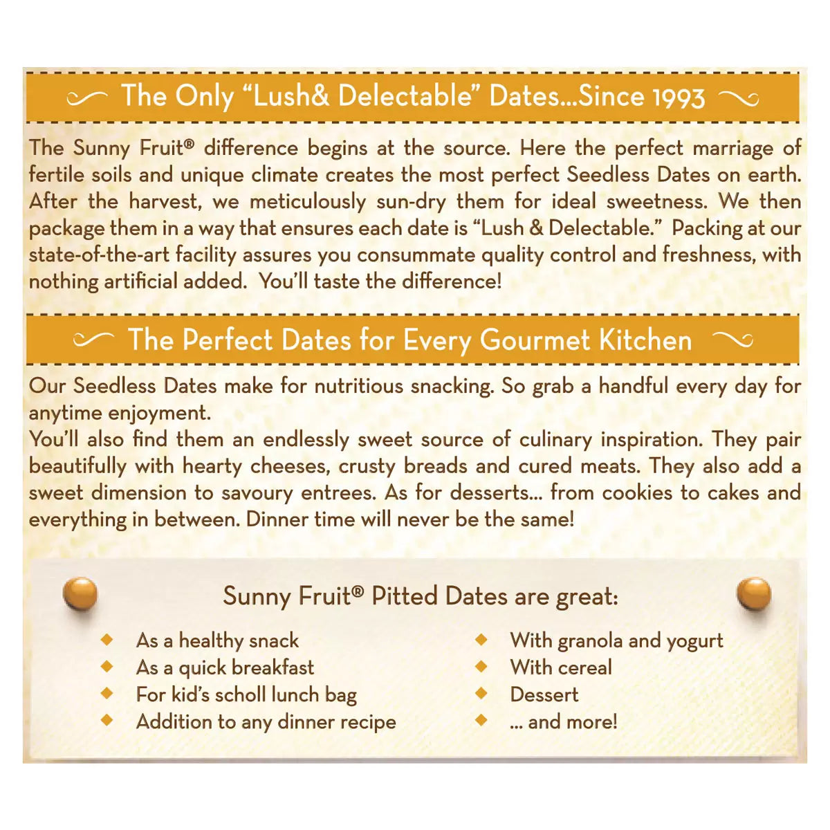 Naturally sweet pitted dates