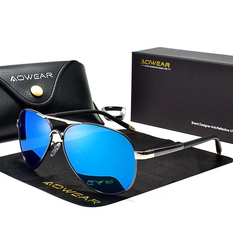 Aowear sunglasses lens detail UV400 mirror coating anti glare